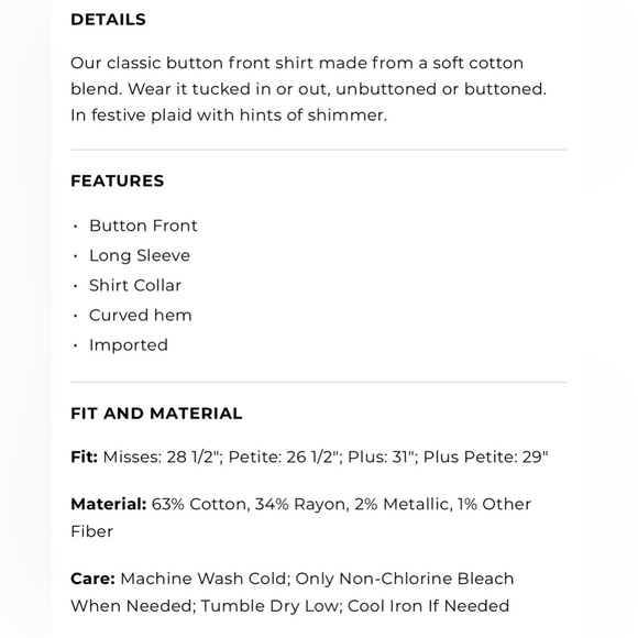 TALBOTS M S Festive Plaid Cotton Button Front Shirt • Dark Turquoise Metallic - Picture 8 of 11